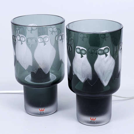 OVE SANDBERG. Bordslampor glas, Kosta, sig…