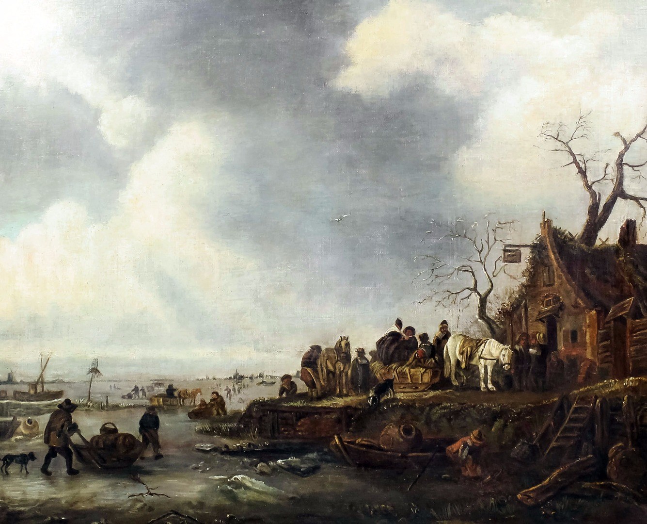 18th/19th Century Dutch School - Oil painting - Winter scene...