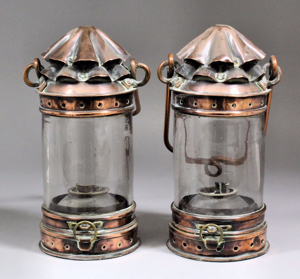 A pair of late 19th Century "Kaye's Patent" copper watchman's lanterns