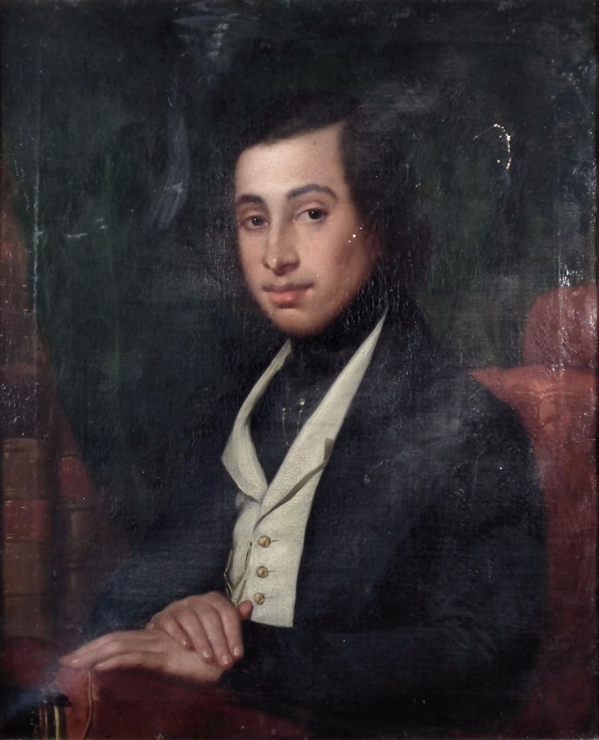 19th Century English School - Oil painting - Half length portrait...