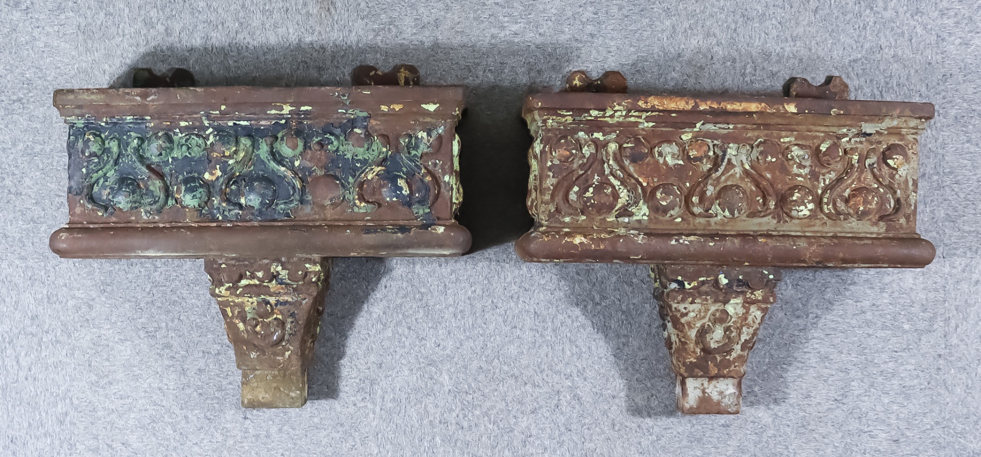 Two Cast Iron Rectangular Hopper Heads/Planters