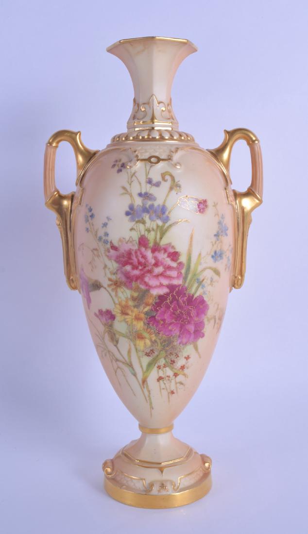 Royal Worcester fine large two handled blush ivory vase