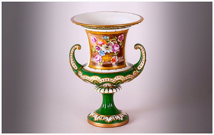 Royal Worcester Hand Painted and Signed Two Handle Urn Shaped Vase