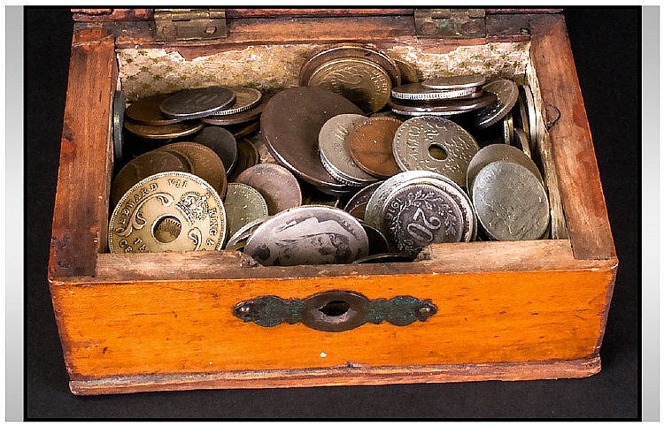 Mixed Lot Of World Coins And Tokens To Include A G
