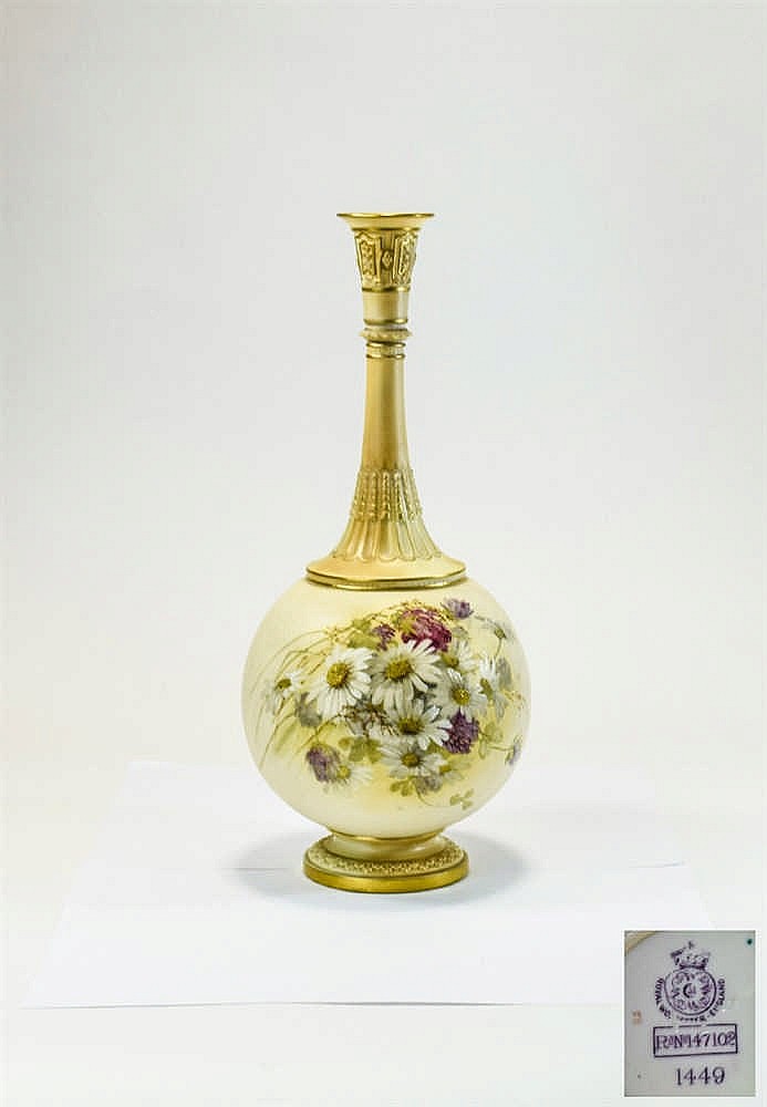 Royal Worcester Hand Painted Blush Ivory Globular