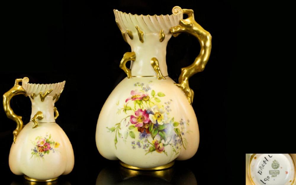 Royal Worcester Hand Painted Porcelain Blush Ivory Jug...