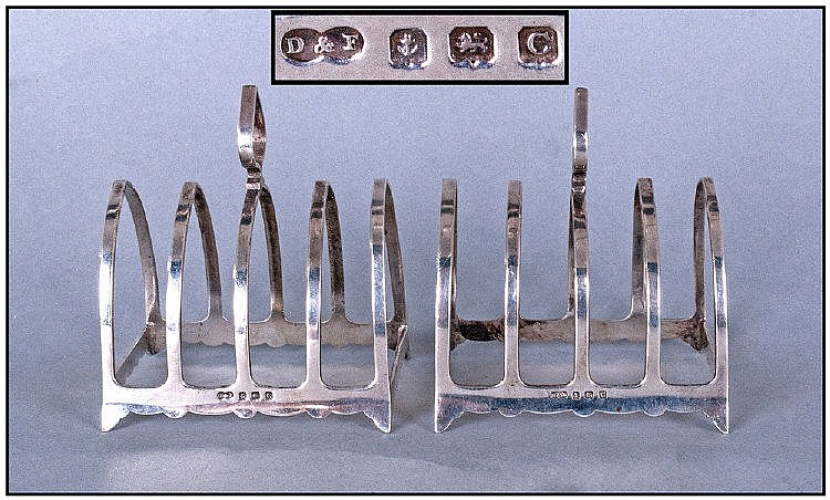 Edwardian Pair Of Silver 4 Tier Toast Racks,