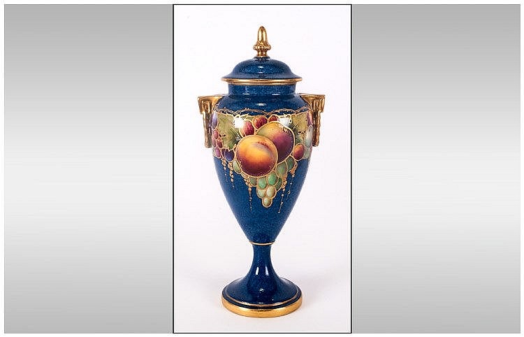 Royal Worcester Hand Painted Urn Shaped Two Handle
