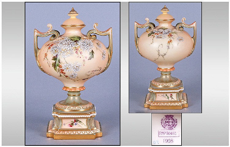 Royal Worcester Hand Painted Blush Ivory Two