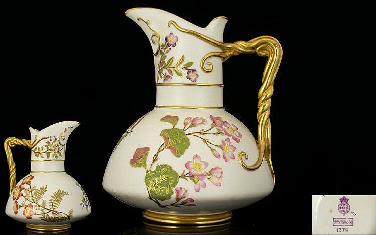 Royal Worcester Hand Painted Blush Ivory Jug, Decorated with Painted Images