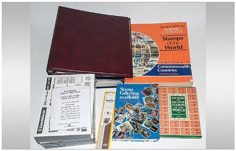 Collection Of Stamp Albums Including Stanley Gibbons stockbook folder