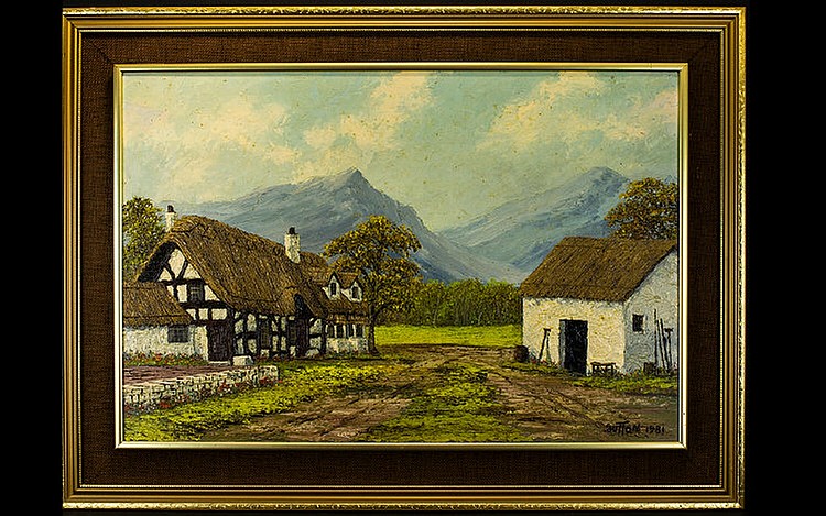 Keith Sutton Local Artist Interest Oil On Board Mountainous landscape with