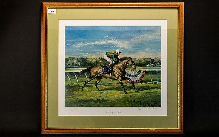 Equestrian Interest Limited Edition Artist Signed Print 'Lester Piggott Up'