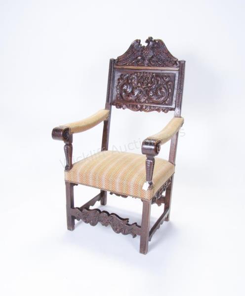 Antique Carved German Armchair