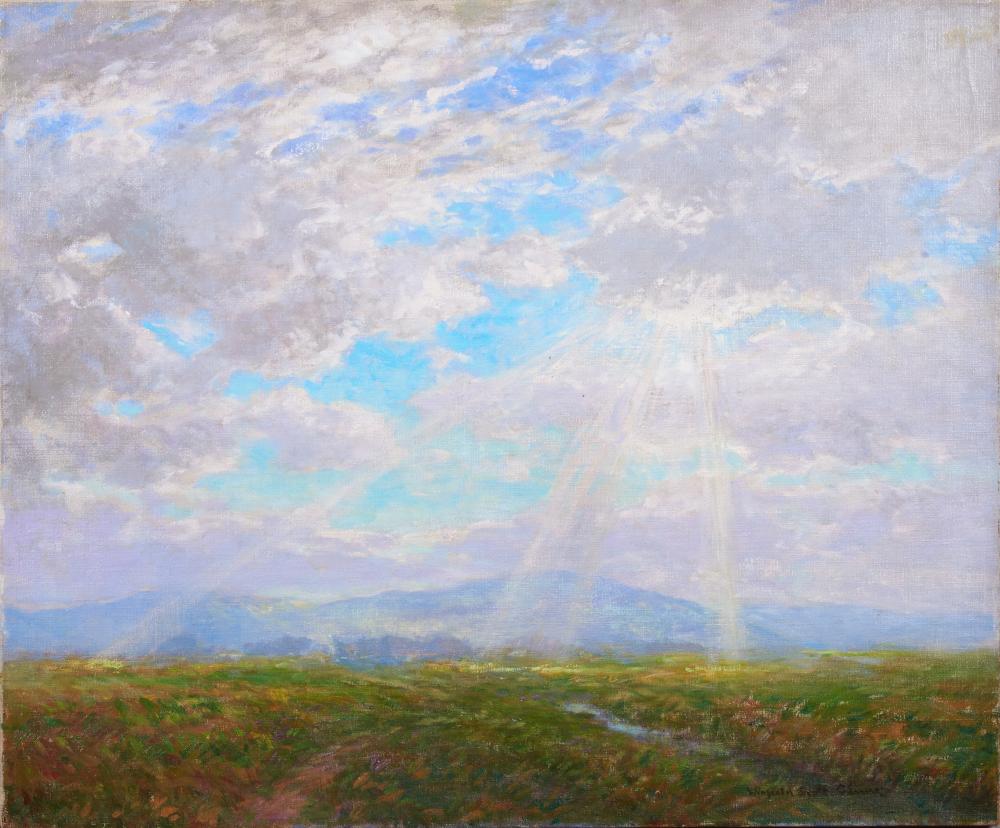 Winfield Scott Clime, Connecticut (1881-1958), Sunlit Landscape, oil on canvas, 25 x 30 inches