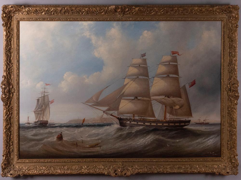 John Scott, British (1802-1885), The Brig "Charles" off Tynemouth, oil on canvas, 29 x 42 inches
