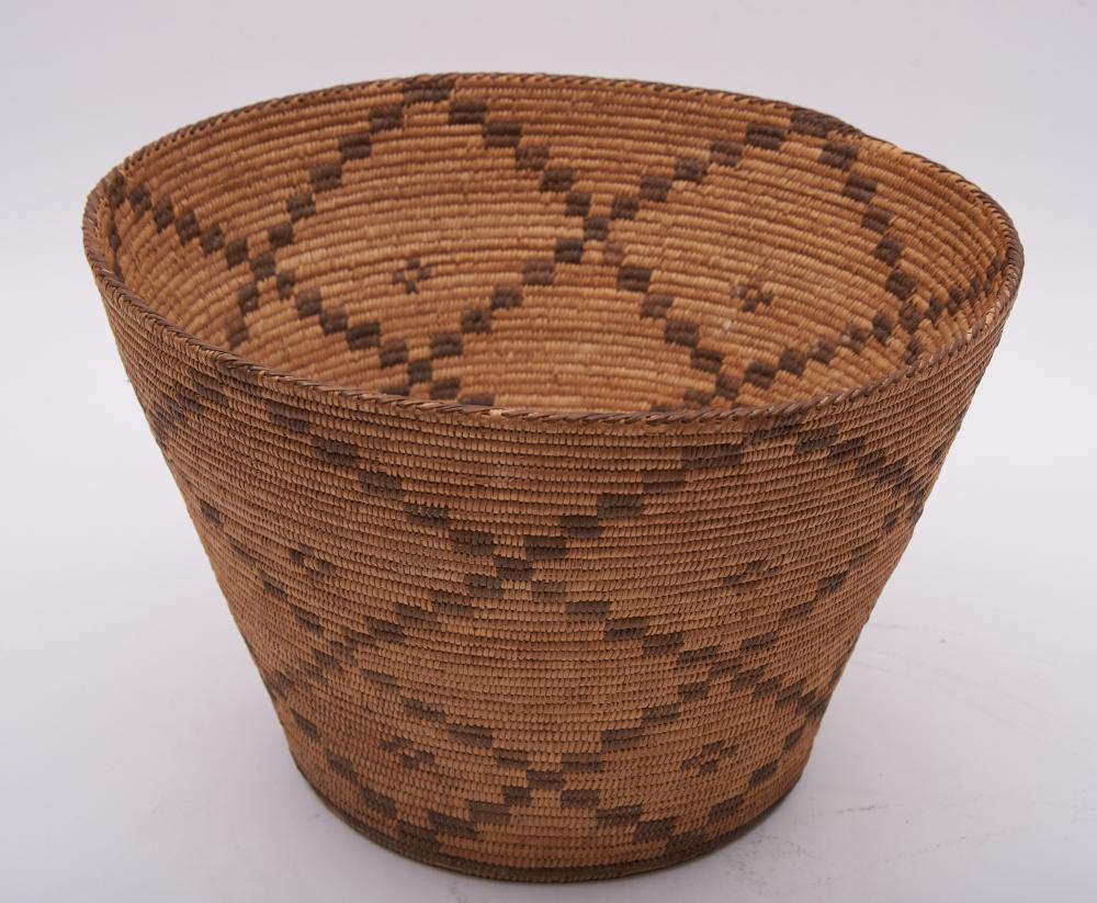 Native American Woven Basket Height: 10 inches; Diameter: 14 inches