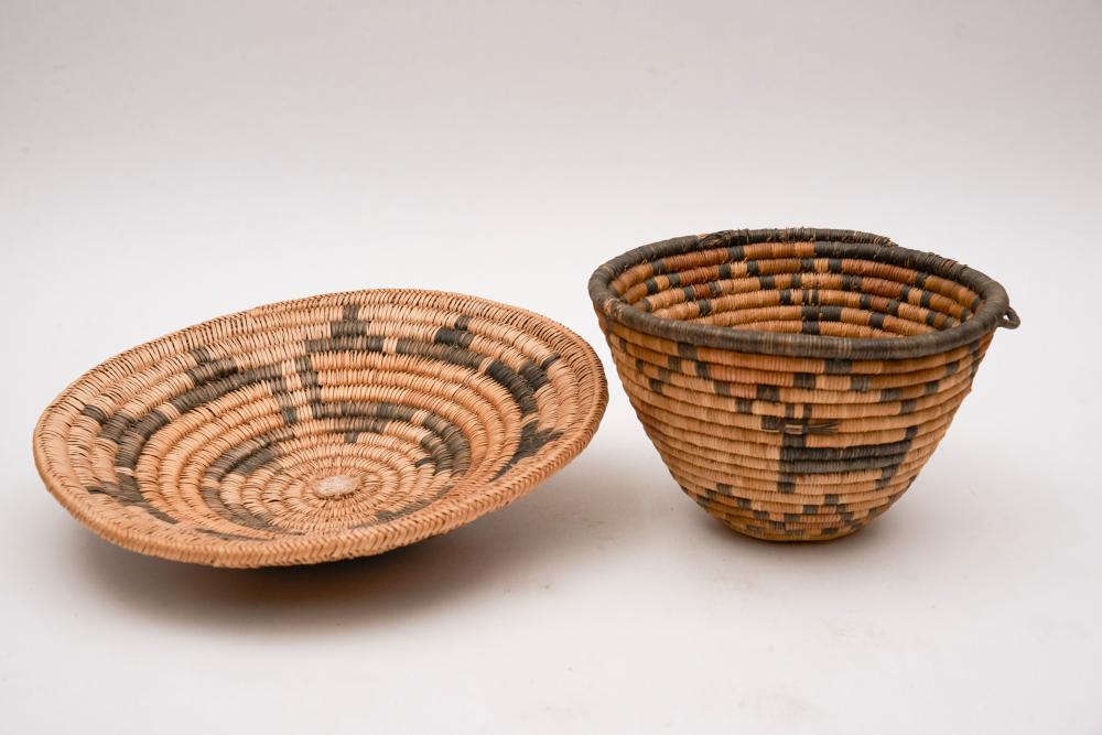 Two Native American Woven Baskets 11.5 inch diameter and 8 inch diameter