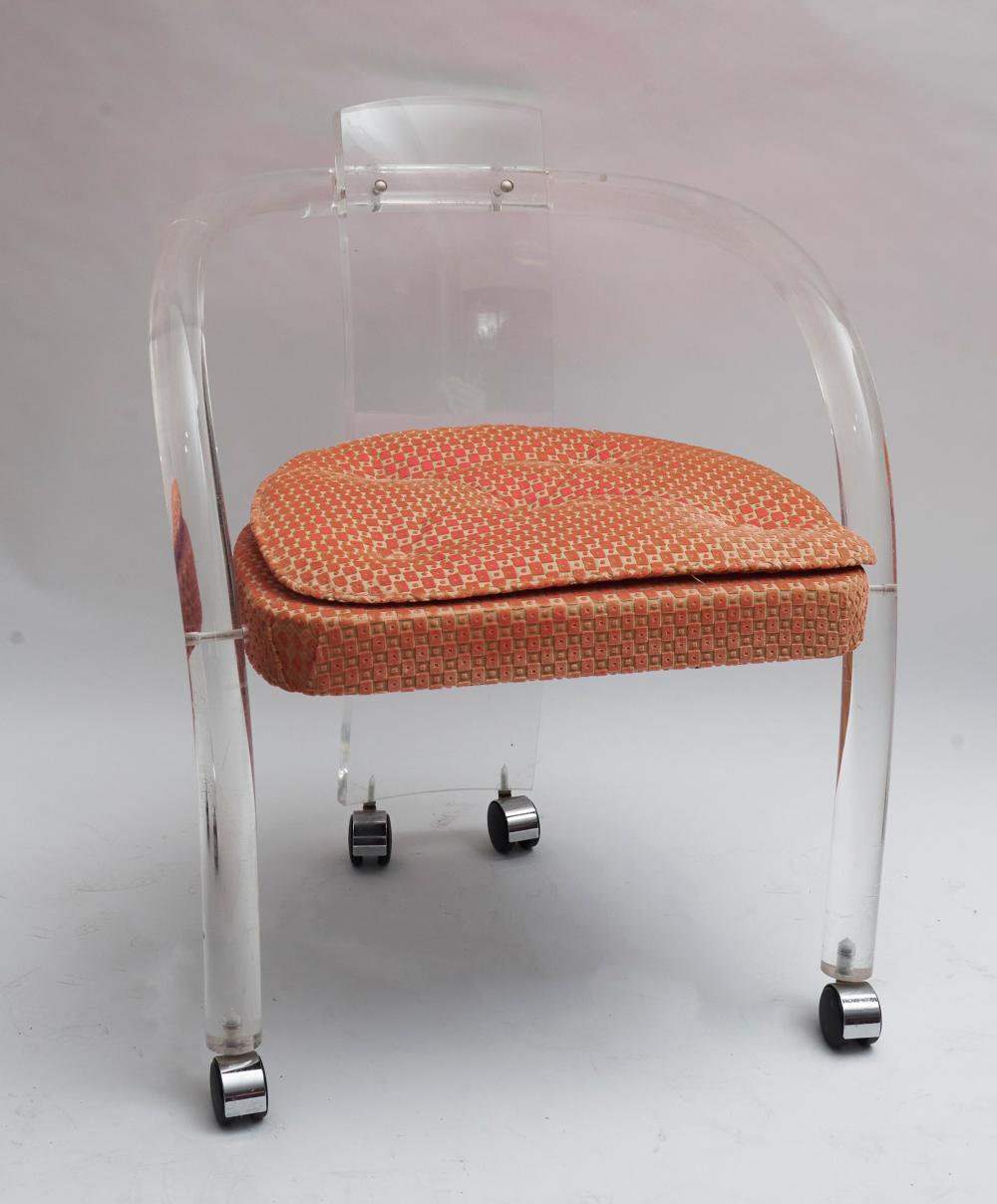 Charles Hollis Jones Style Lucite Swivel Chair