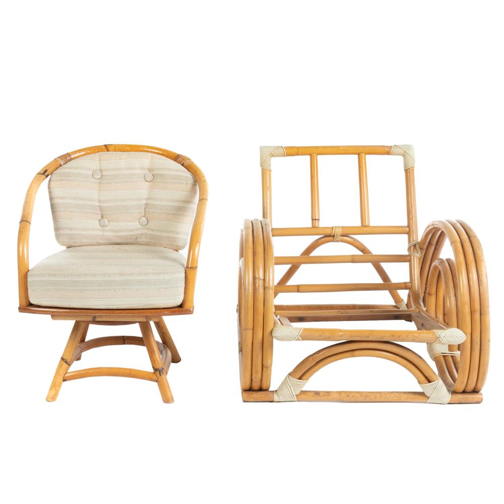 Two Paul Frankl Style Rattan Chairs
