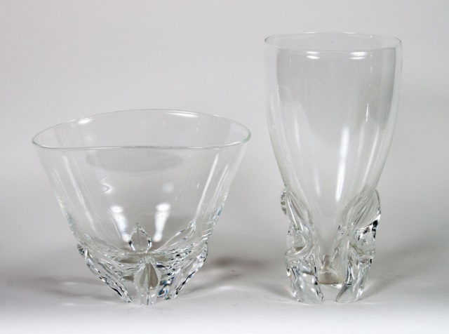 Steuben crystal vase and a fruit bowl