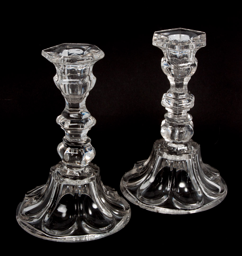 Pair Boston & Sandwich glass candlesticks