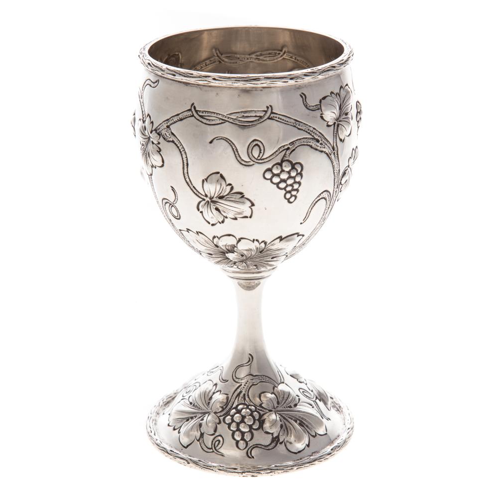Repousse sterling silver goblet