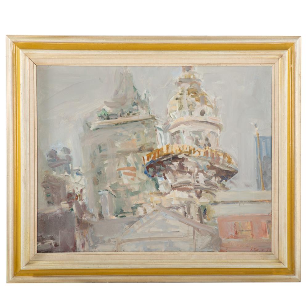 Raoul Middleman. Muted City Scene, oil