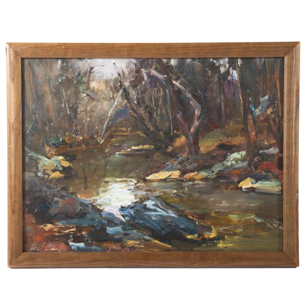 Raoul Middleman. Landscape with Stream