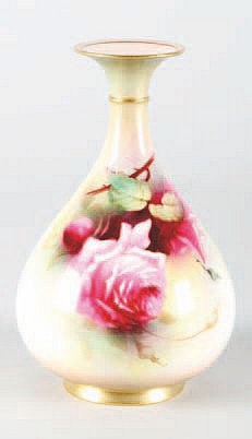 Royal Worcester vase, decorated with hand painted