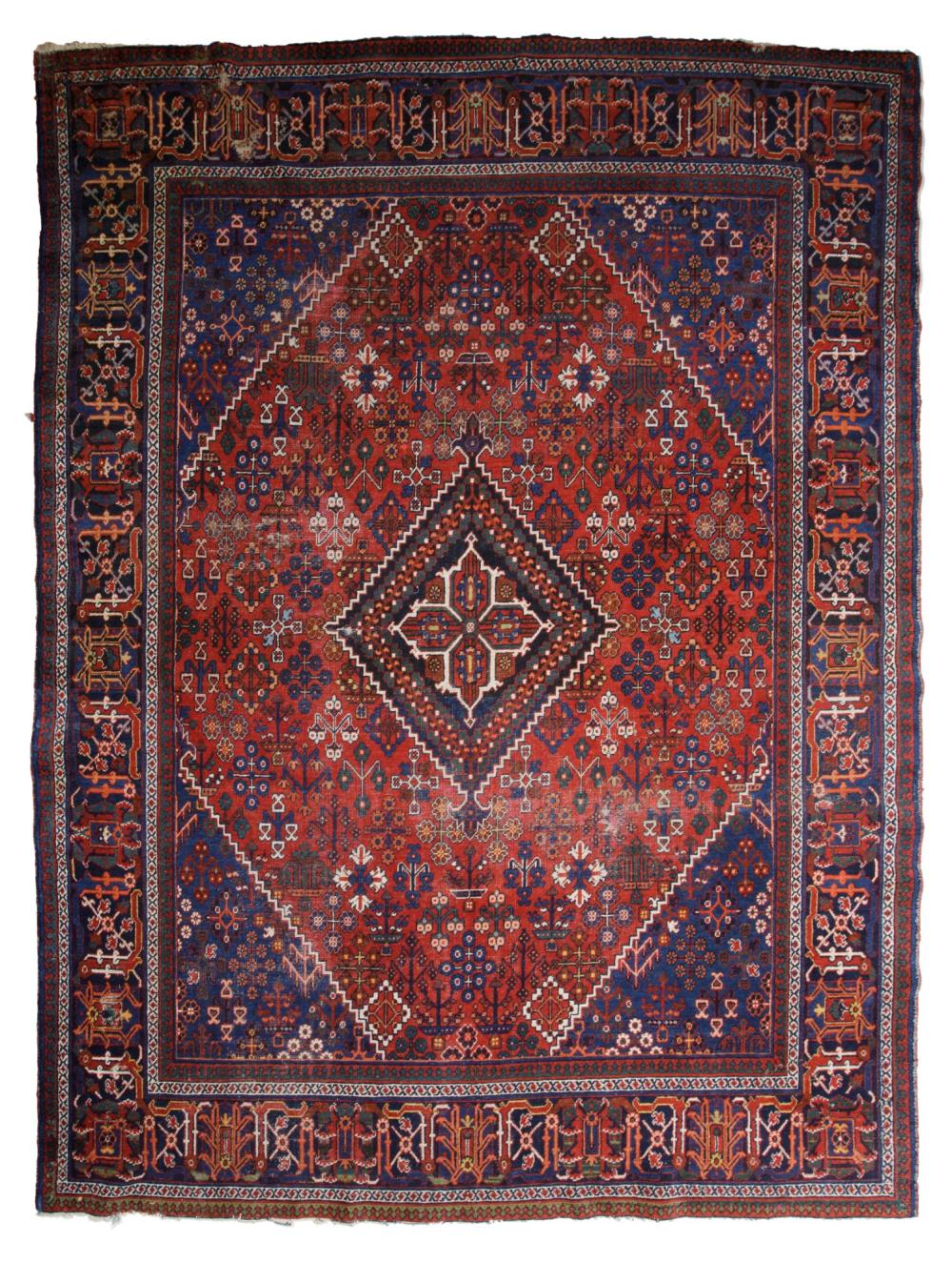 Shiraz hand-knotted wool rug, mid 20th century
