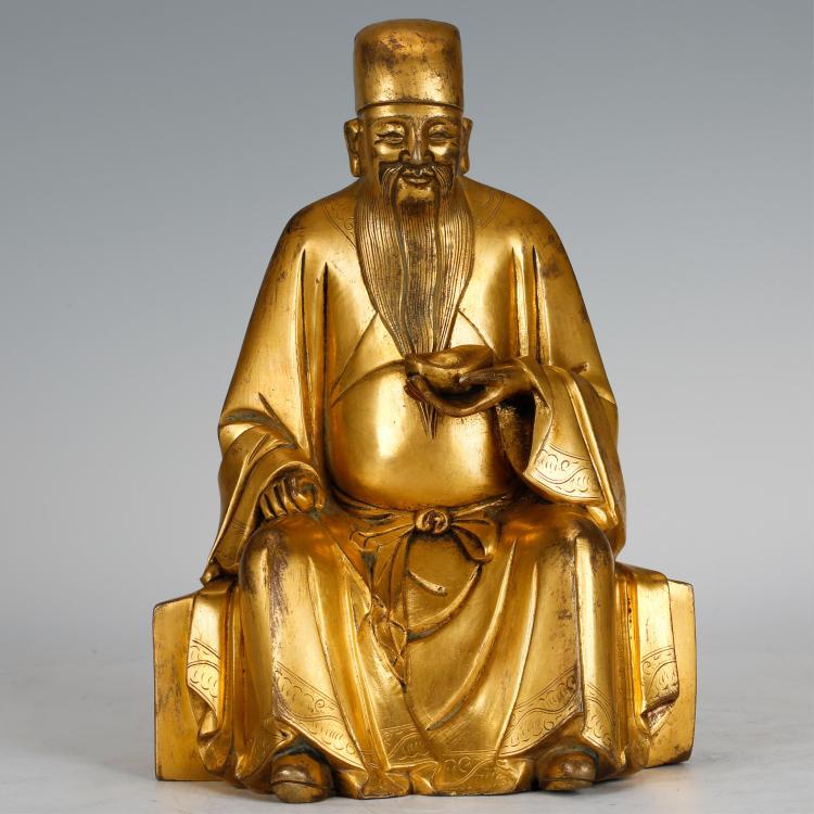 CHINESE GILT BRONZE FIGURE