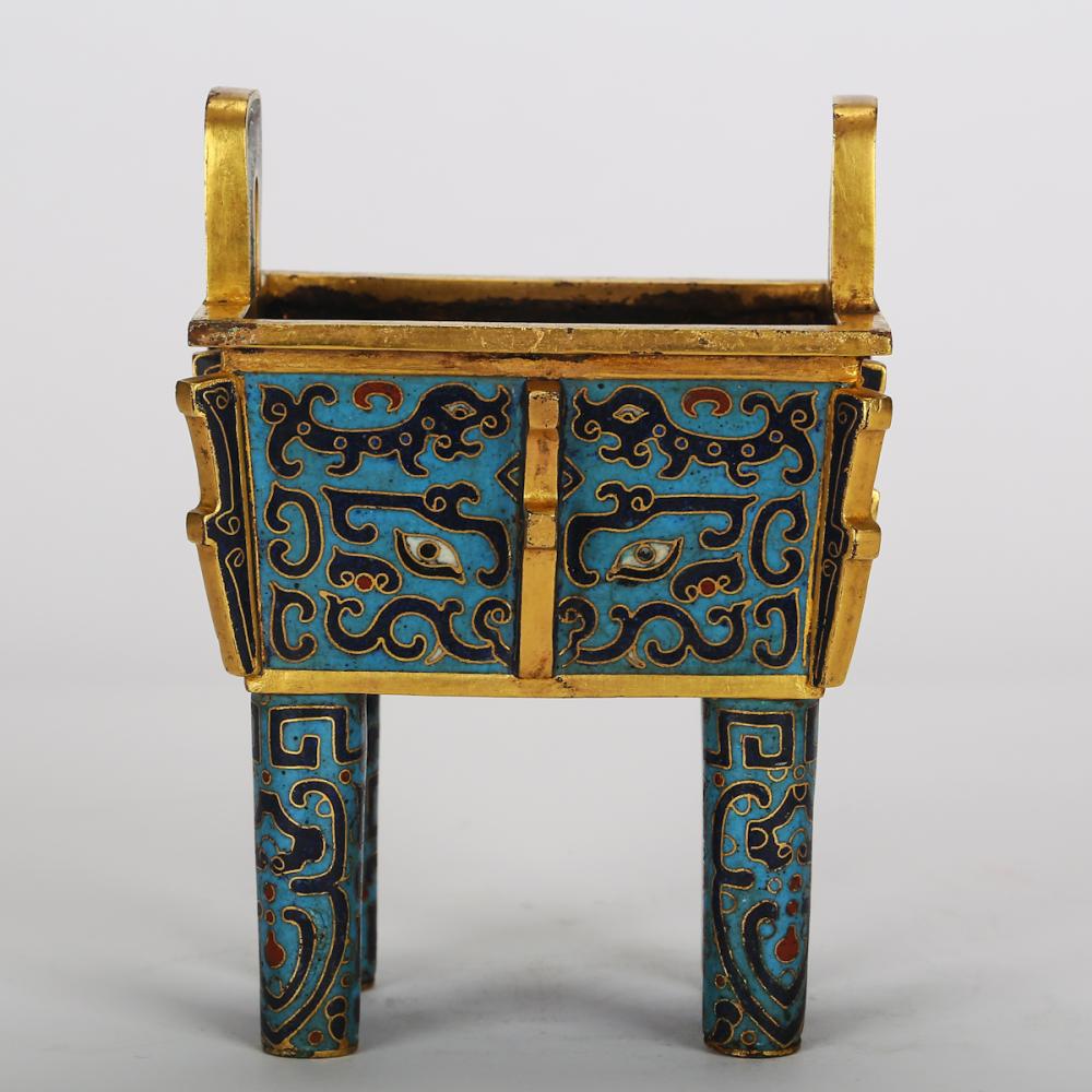 CHINESE ARCHAIC STYLE CLOISONNE CENSER