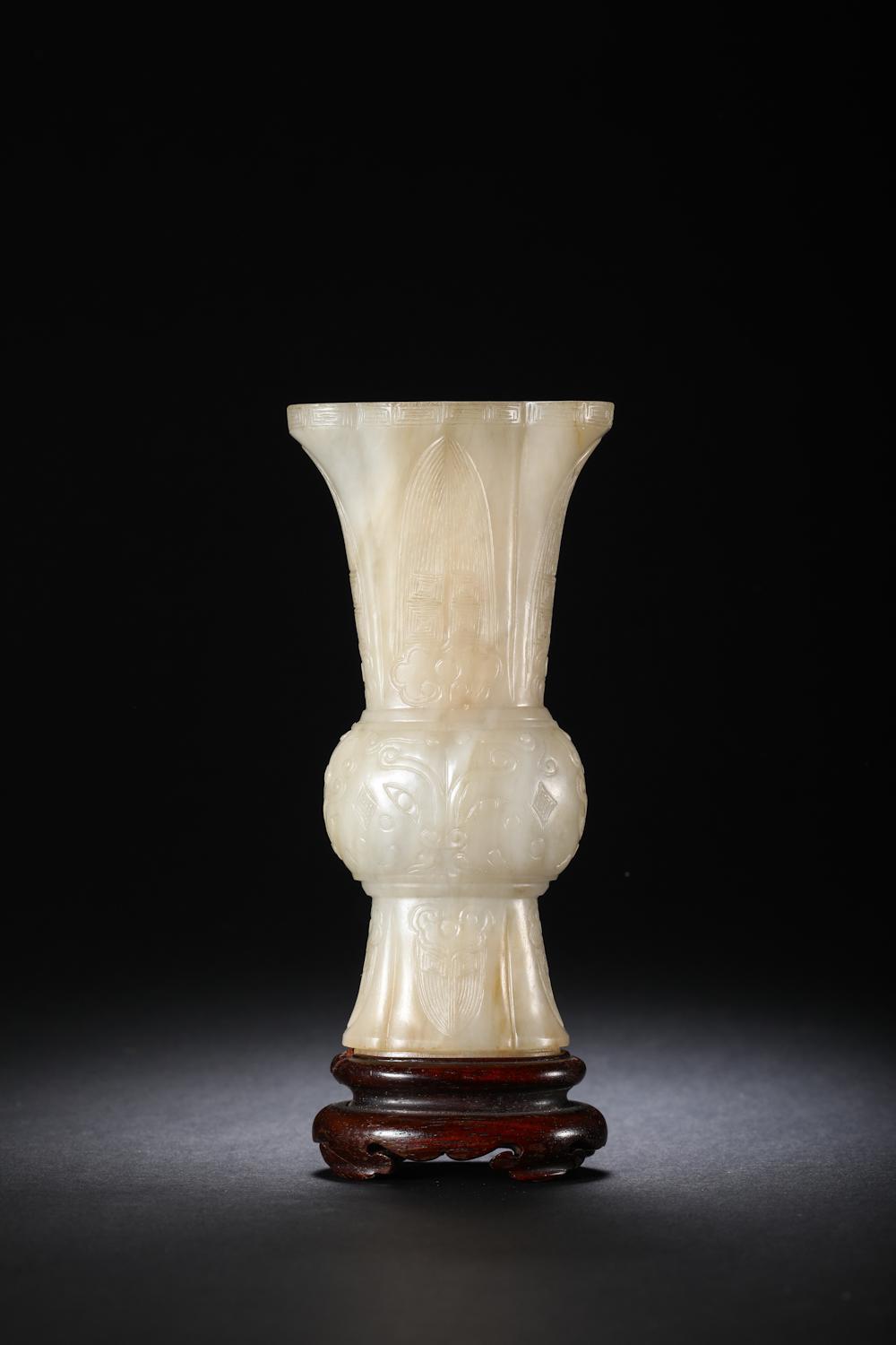 Chinese White Jade Gu Vase, Qing Dynasty