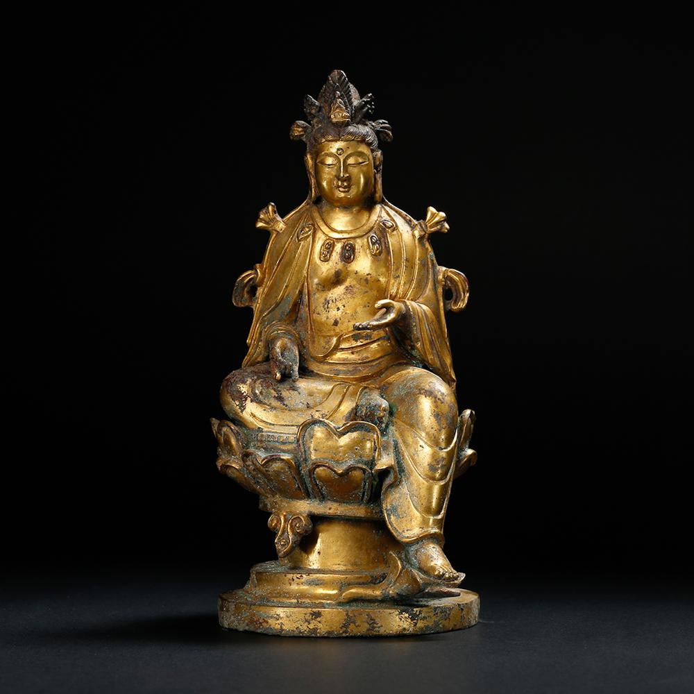 CHINESE GILT BRONZE BUDDHIST FIGURE