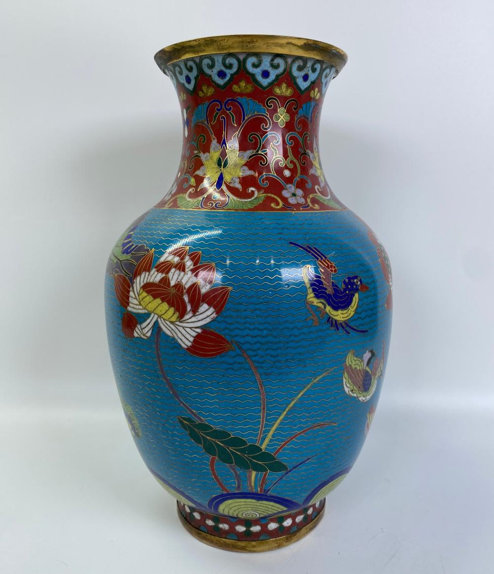 Chinese Cloisonne & Gilt Bronze Lotus Vase