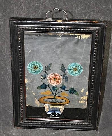 19th Century Reverse Painted Chinese Mirror