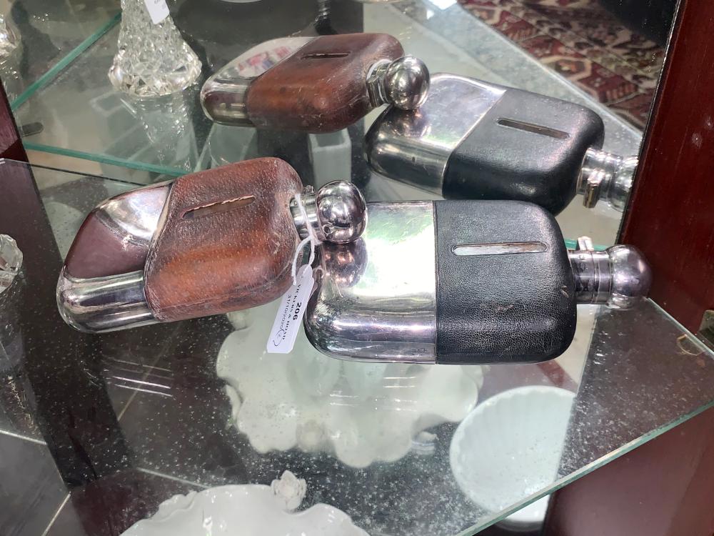 Pair of James Dixon and Sons hip flasks (2)