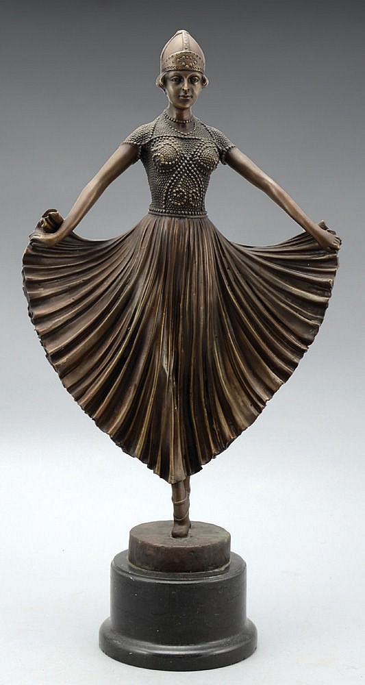 A BRONZE SCULPTURE AFTER DEMETRE CHIPARUS