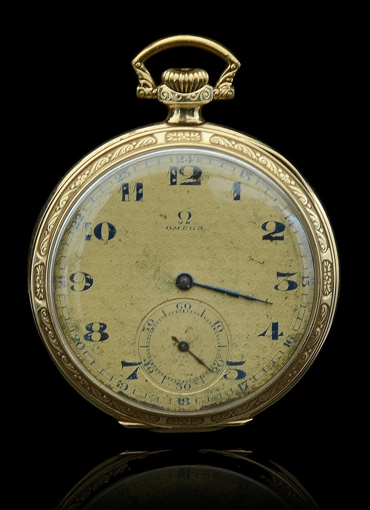 OMEGA, POCKET WATCH 14K GOLD