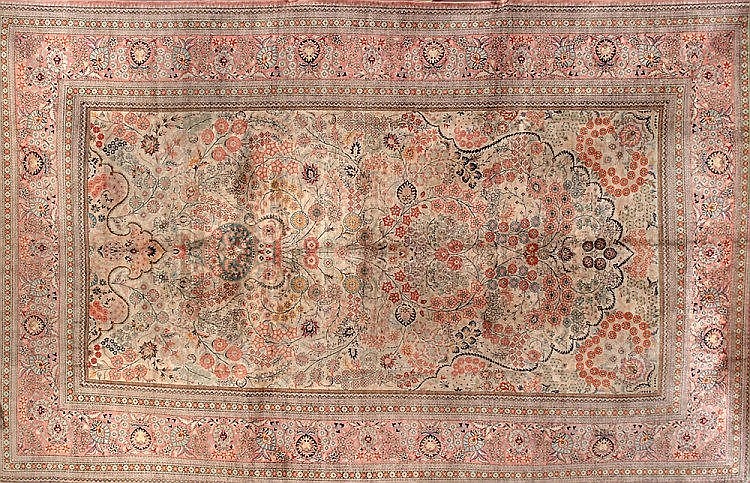 Tabriz old Persian silk carpet