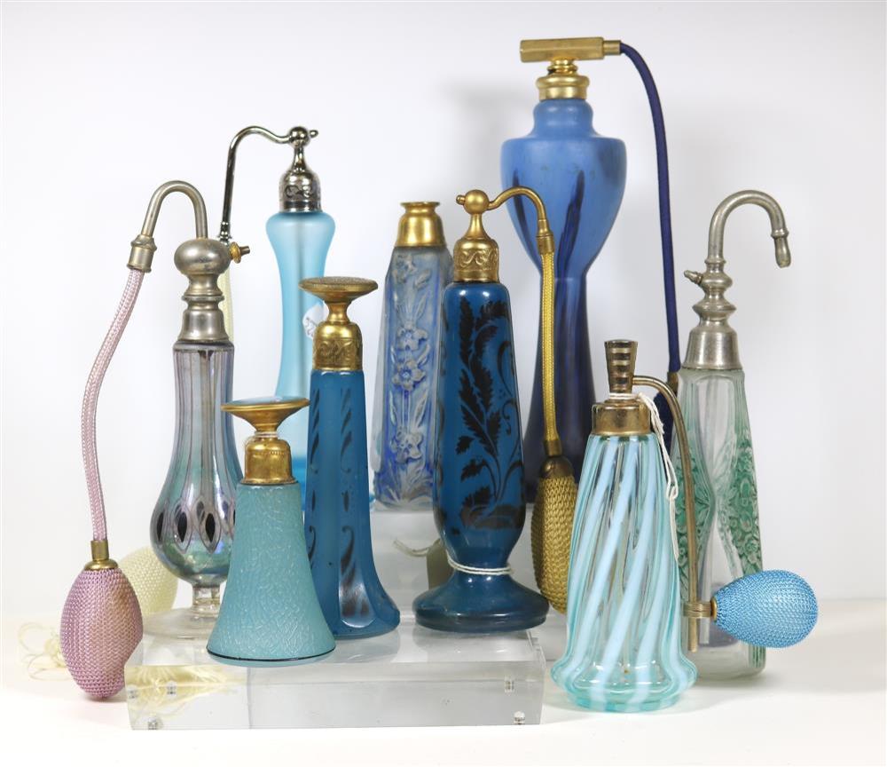 INE VINTAGE VARIOUS BLUE AND GREEN GLASS AND CRYSTAL...