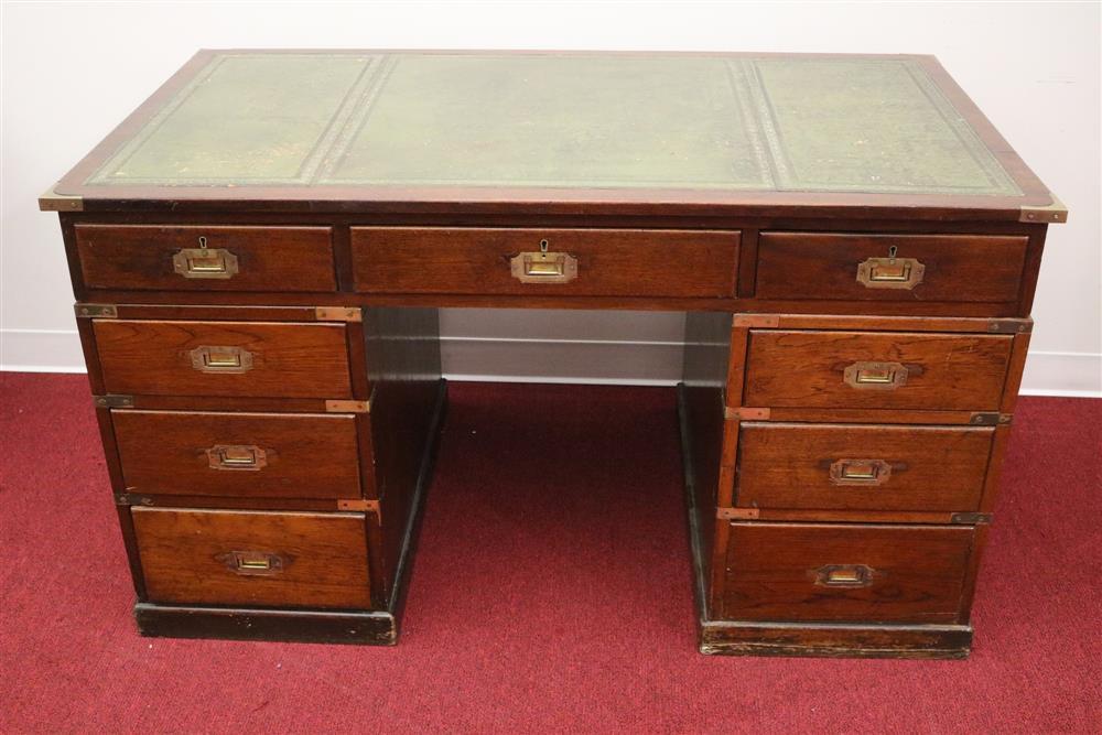 ENGLISH MAHOGANY DOUBLE-PEDESTAL DESK