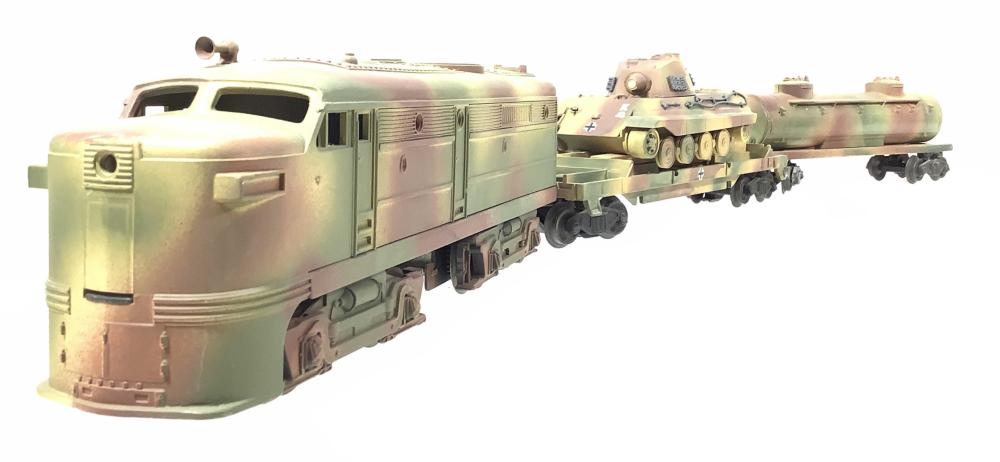 (5pc) Custom Military Painted Train Engine & Cars