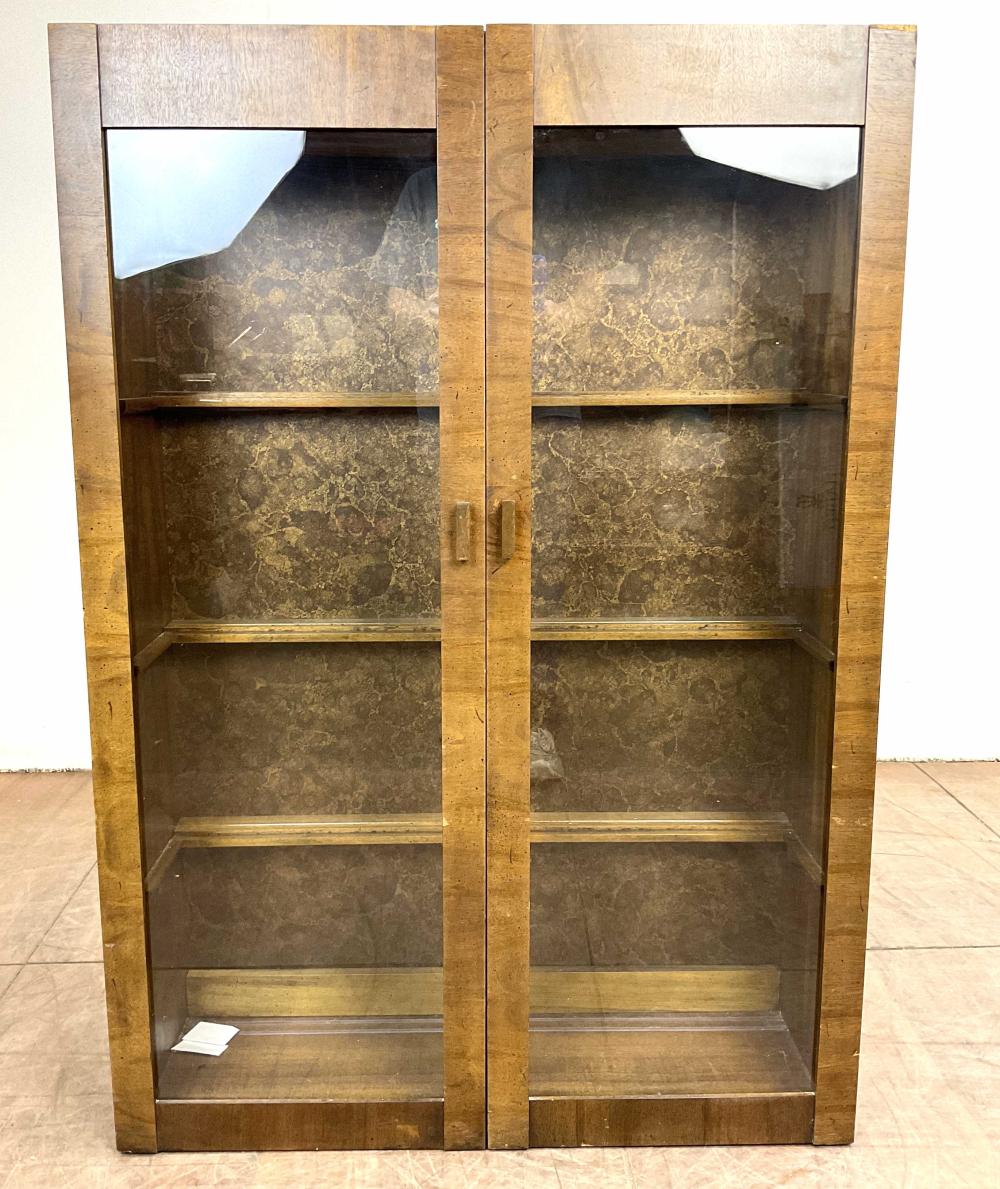 Antique Art Deco Fruitwood Curio Display Cabinet