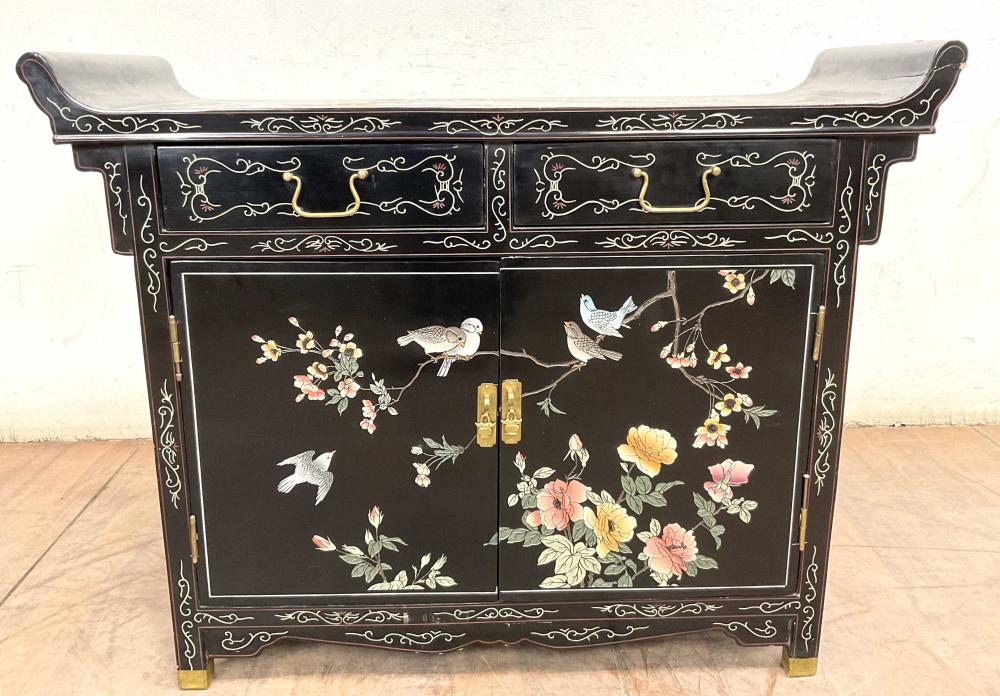 Chinese Hand Painted Lacquered Altar Cabinet