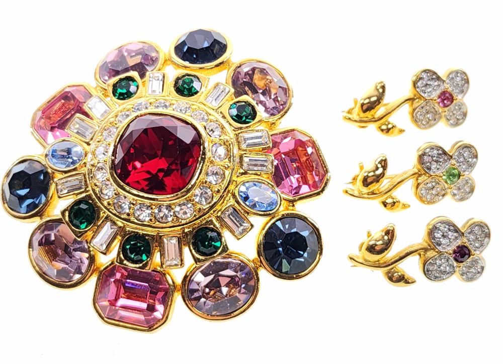 Joan Rivers Swarovski Crystal Flower Brooch & Pins