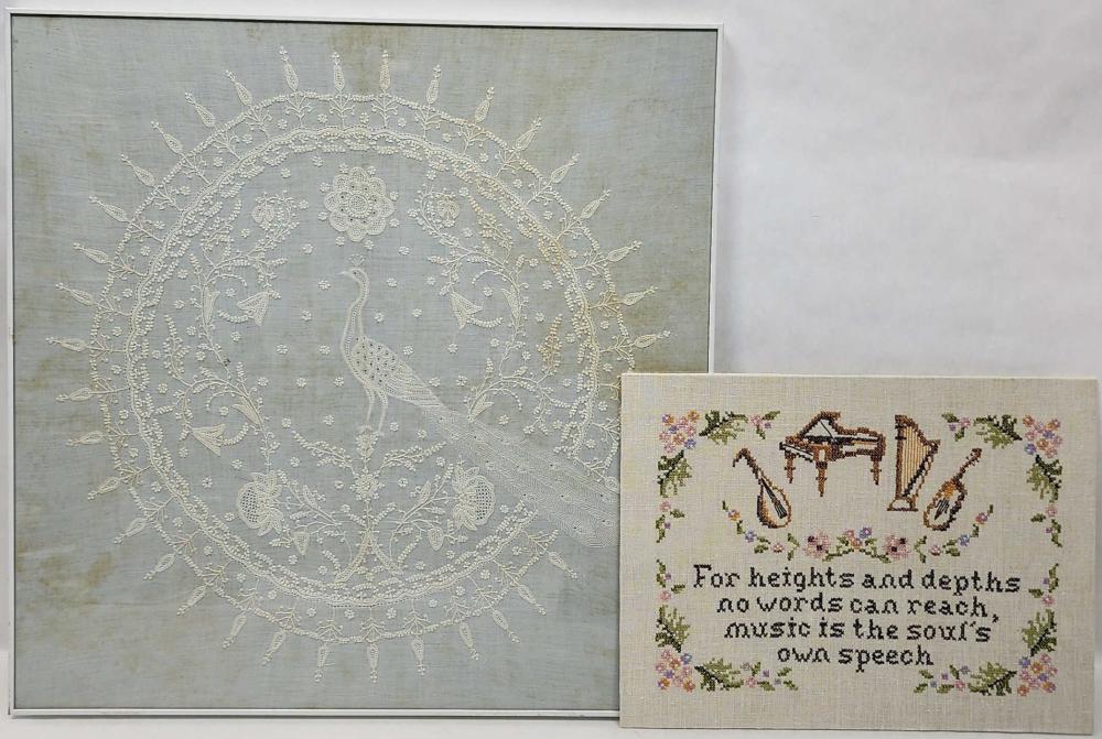 (2pc) Embroidered Textile Art