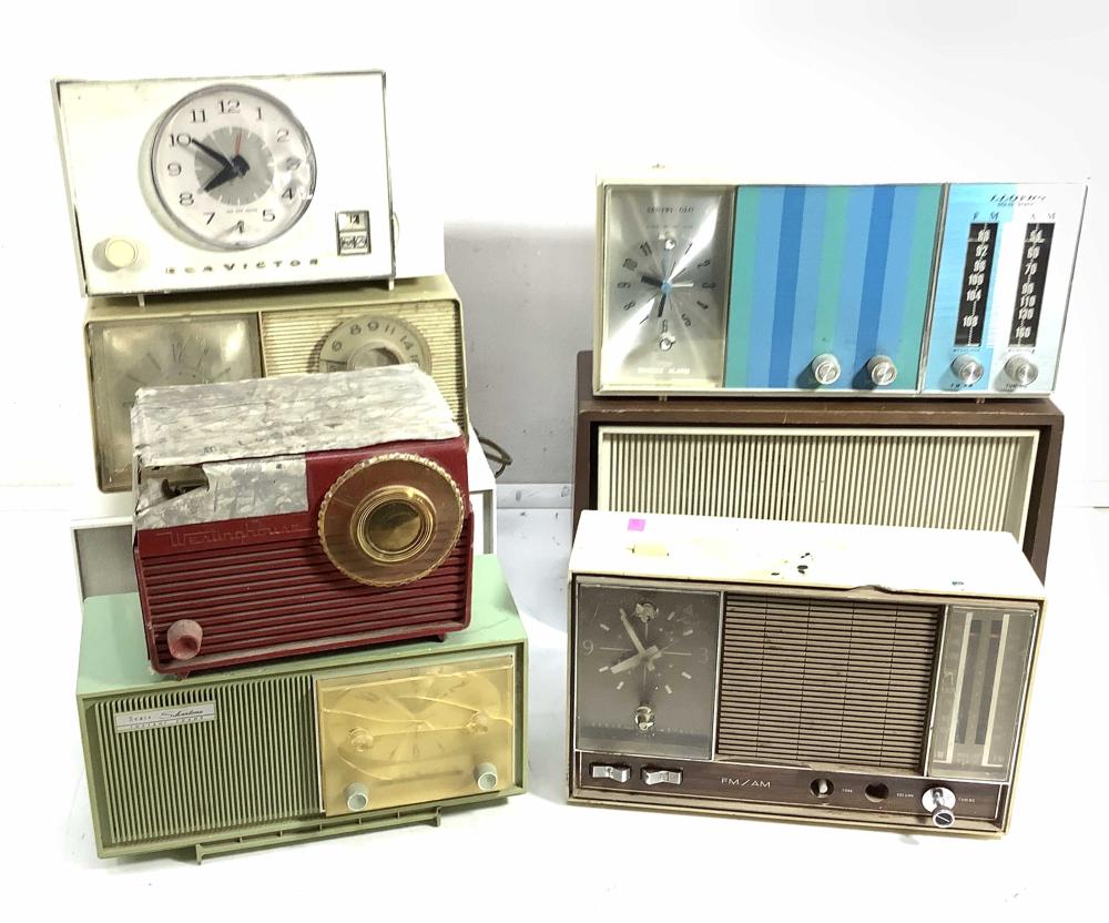 (8) Vintage Tube Radio/Clock Radios, Westinghouse