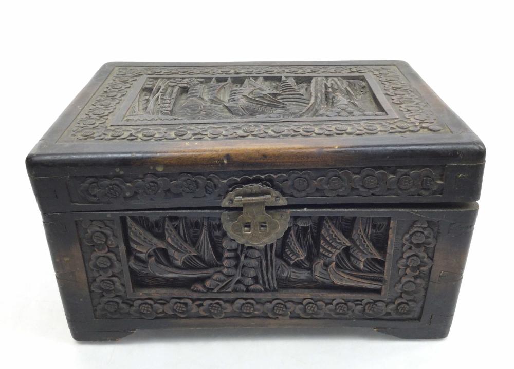 Vintage Carved Camphor Wood Box